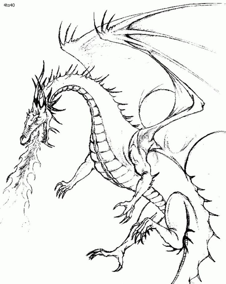 Fire Breathing Dragon Coloring Pages 1