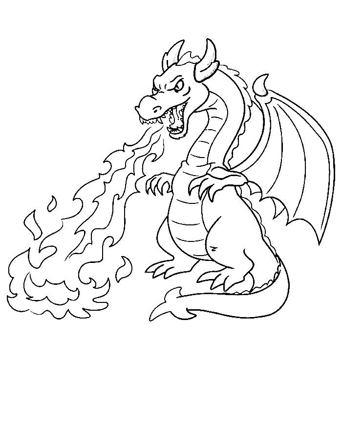 Fire Breathing Dragon Coloring Pages 2