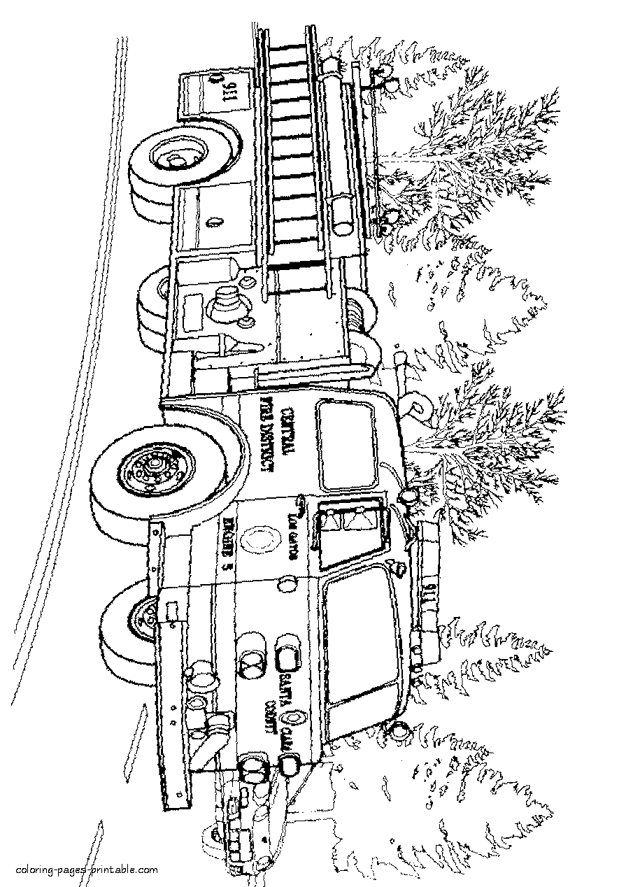 45 Printable Fire Truck Coloring Page 14