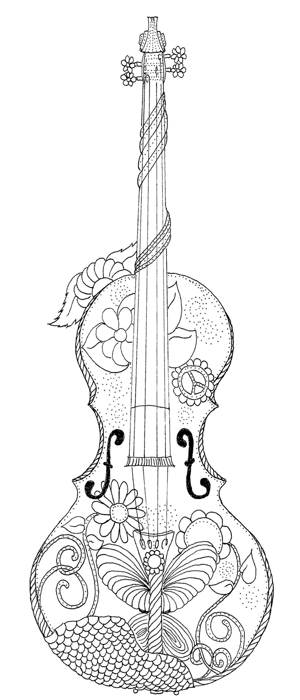 50 Coloring Page Violin 3