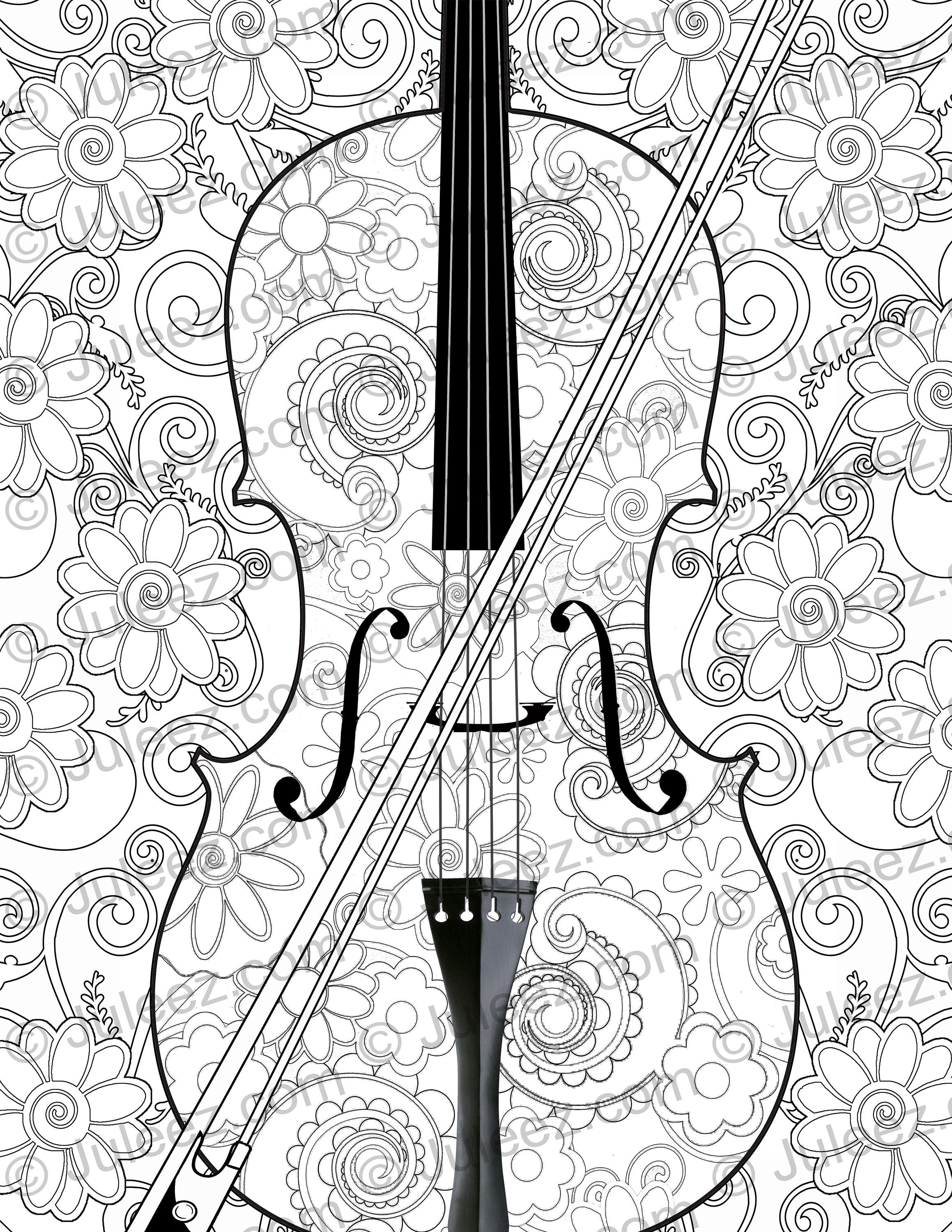 50 Coloring Page Violin 55