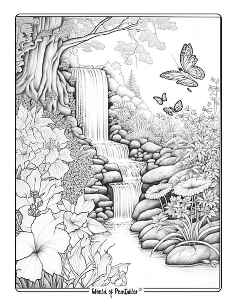 50 Realistic Landscape Coloring Pages 16