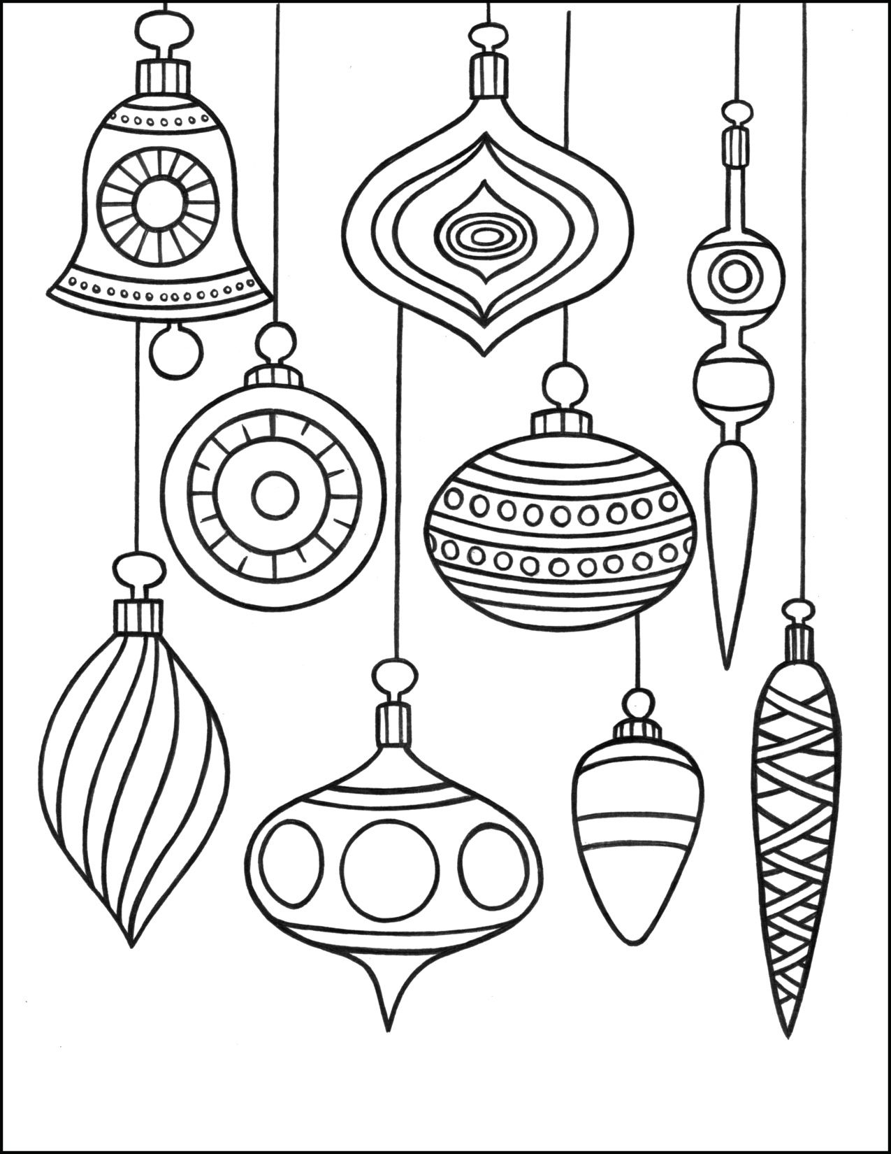 55 Christmas Ornaments Coloring Pages Printable 4