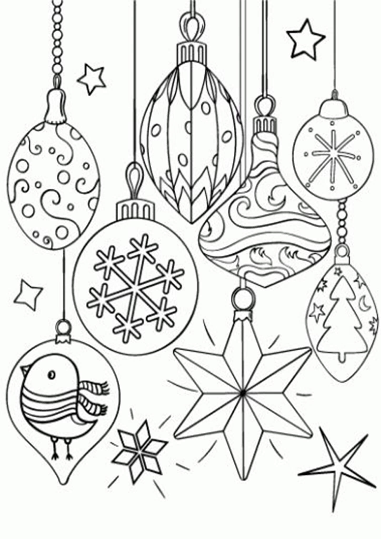 55 Christmas Ornaments Coloring Pages Printable 47