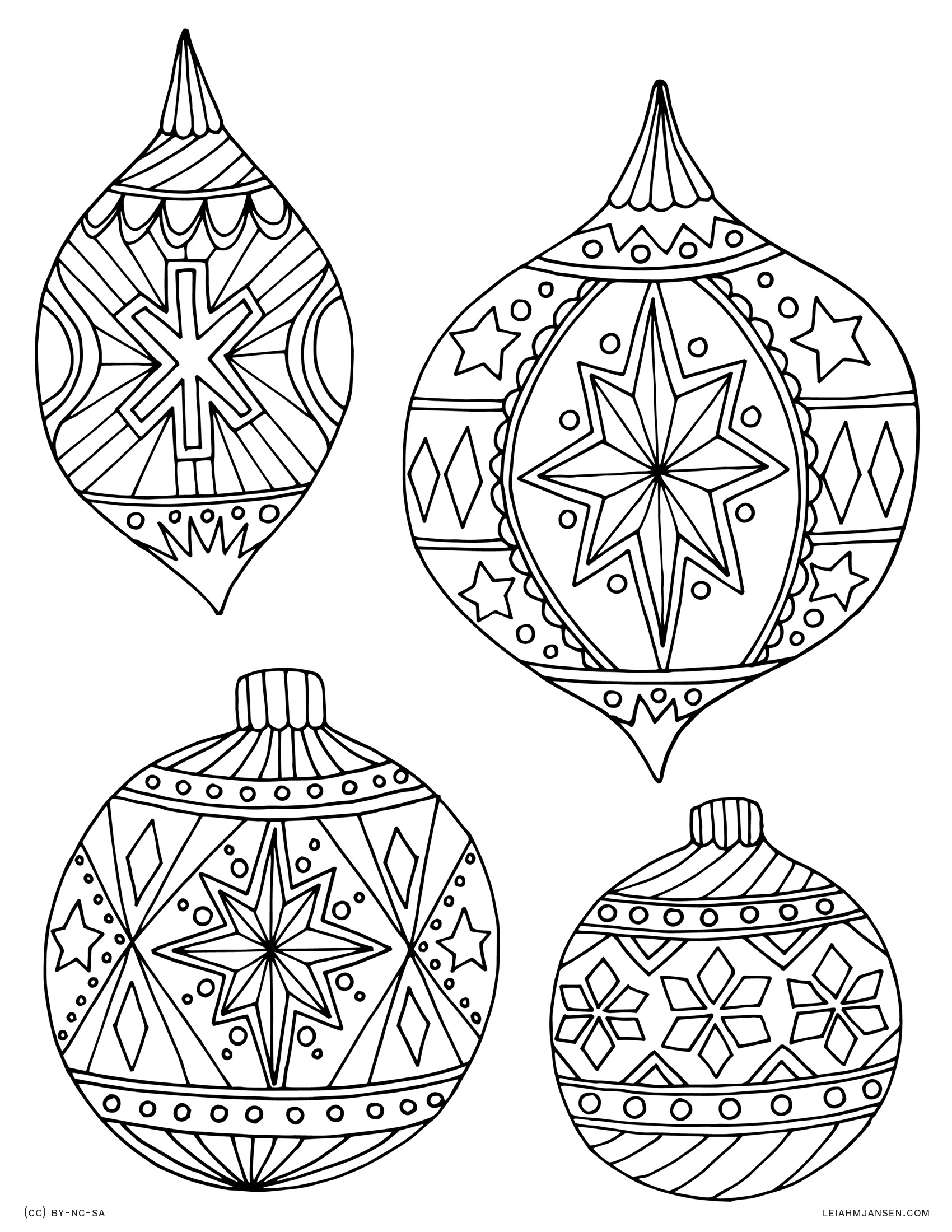 55 Christmas Ornaments Coloring Pages Printable 7