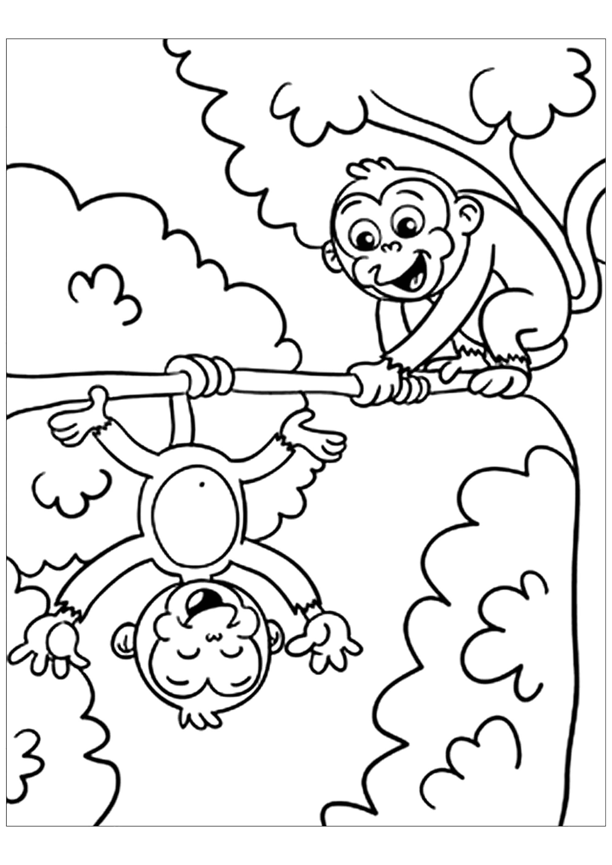 55 Monkey Coloring Pages Printable 41