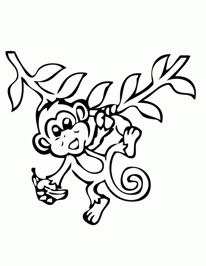 55 Monkey Coloring Pages Printable 44