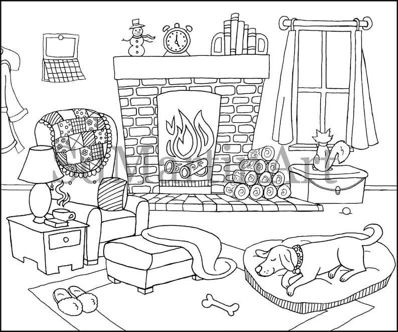 45 Fireplace Coloring Page 59