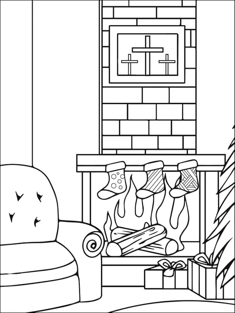 45 Fireplace Coloring Page 60