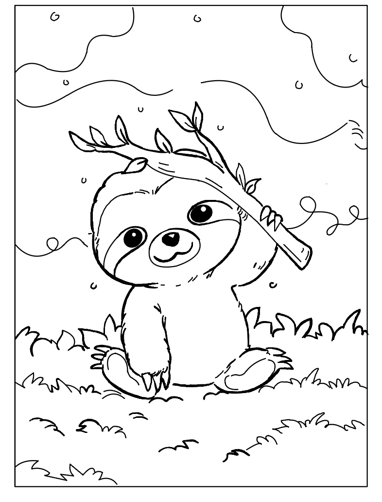 60 Printable Cute Sloth Coloring Pages 58